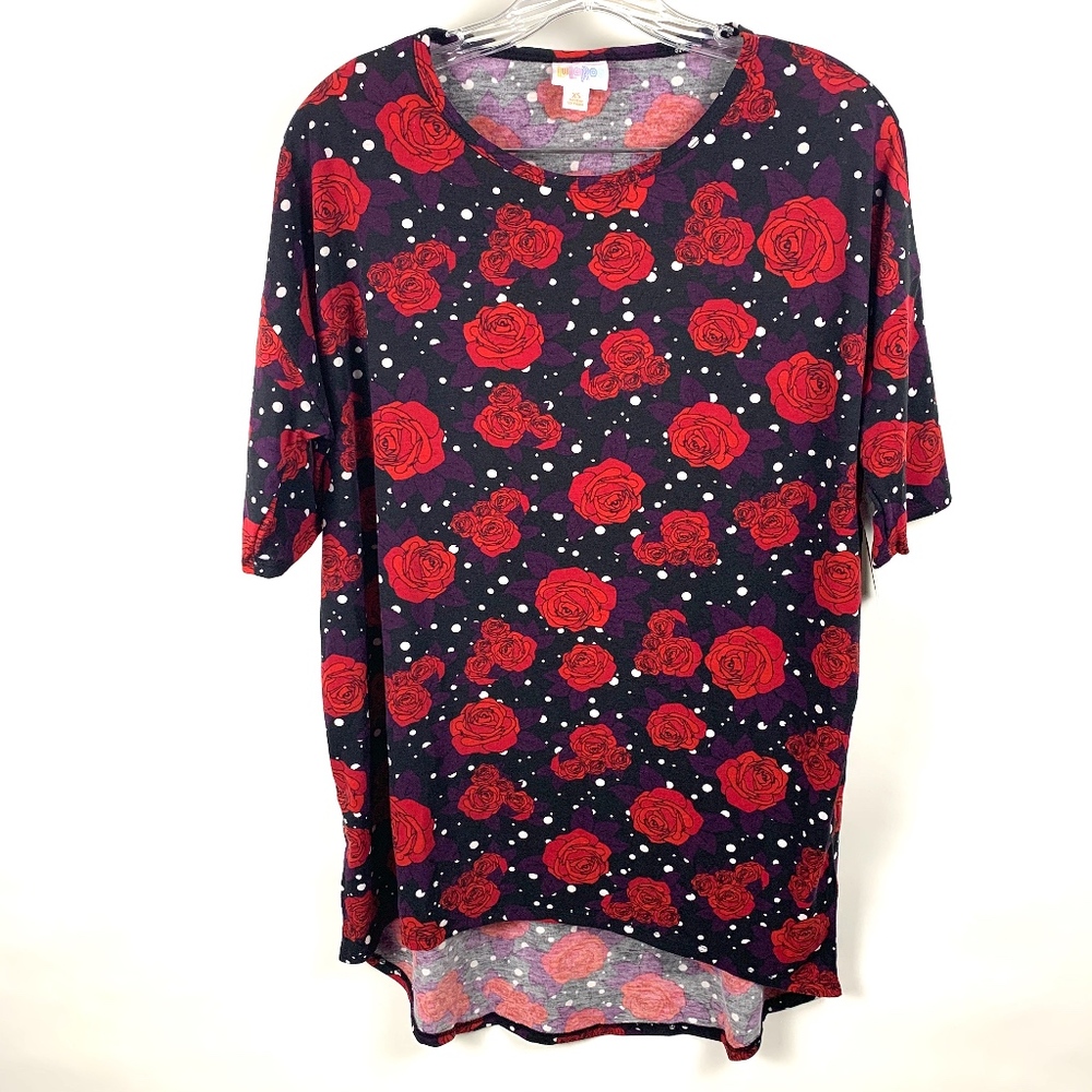 LuLaRoe Red Roses Black Irma Size XS NWT